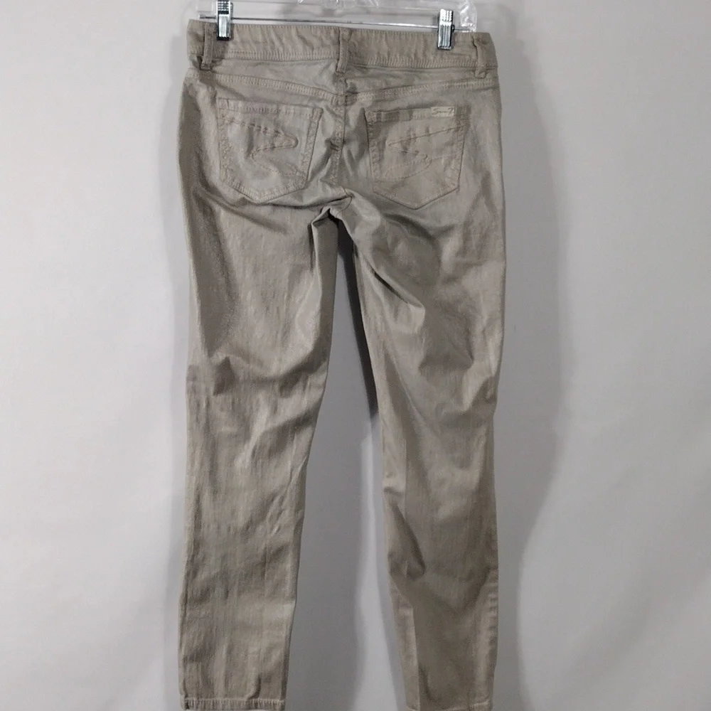 EUC Seven7 Tan Metallic Skinny jeans size 4 - Picture 5 of 15